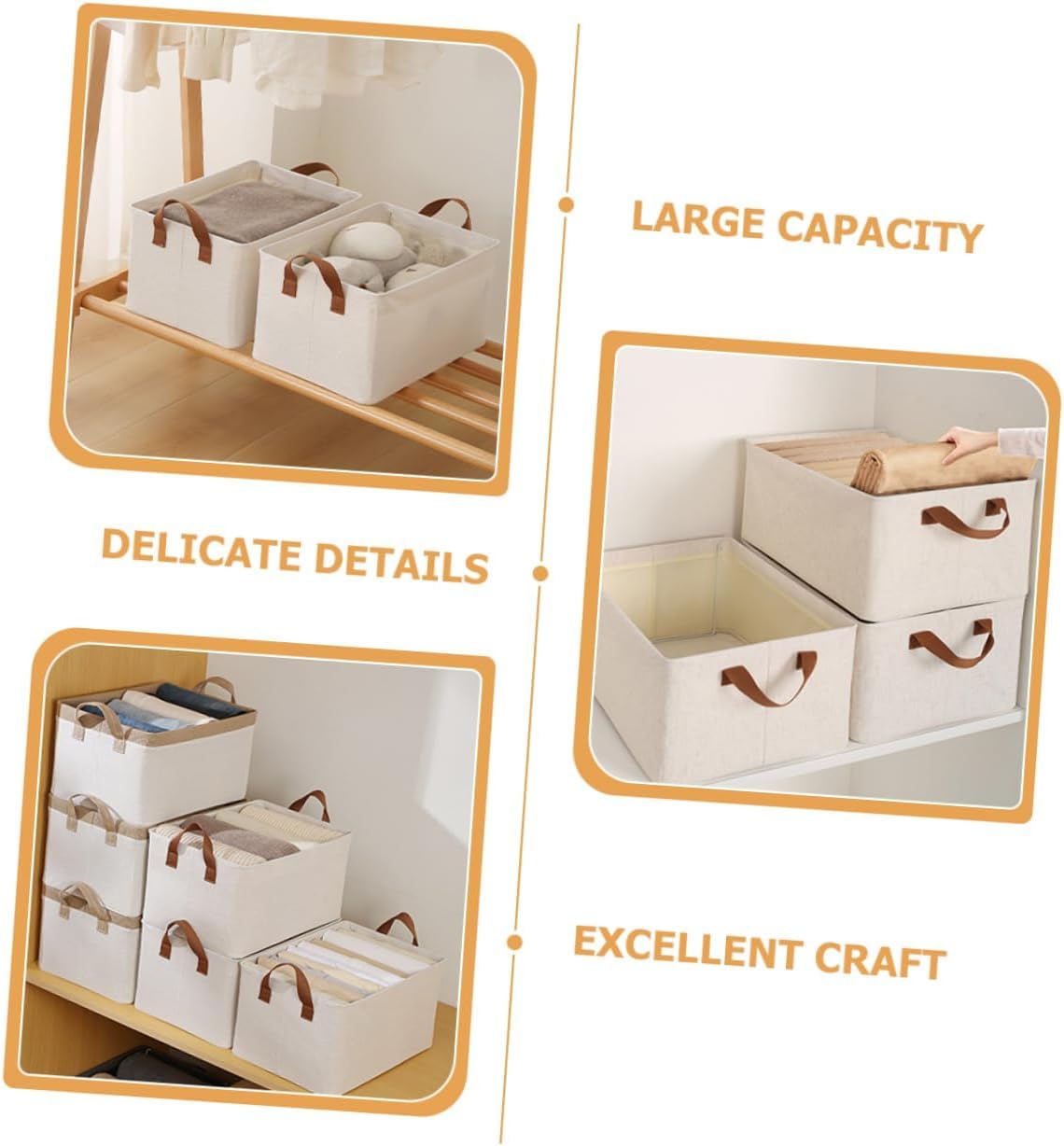 Renva 6Pcs Collapsible Fabric Storage Cubes Organizer With Handles Foldable Storage Baskets For Organizing Toys, Books, Shelves,